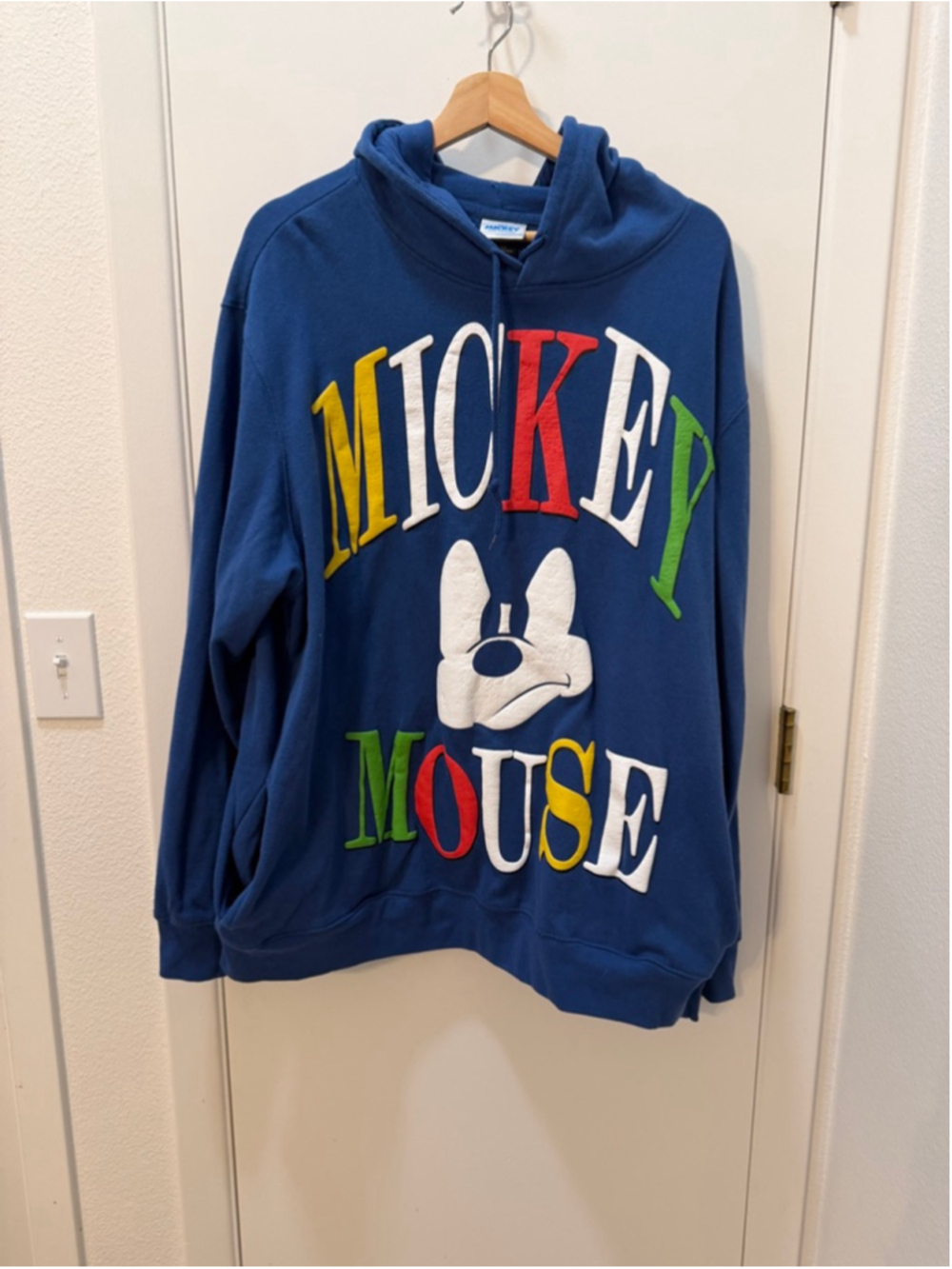 Disney Mickey Mouse Hoodie XL Blue Oversized Pullover Sweatshirt Mad Engine